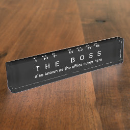 Funny Office Boss Executive Gift Desk Name Plate | Zazzle