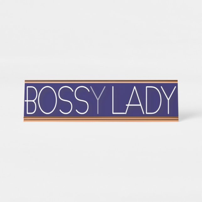 Funny Office Humor Boss(y) Lady Desk Name Plate (Front)
