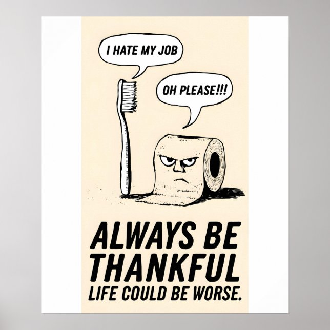 Funny Office Humor: Toothbrush & Toilet Paper Art Poster (Front)