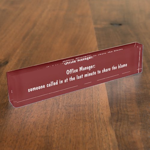Funny Office Manager Desk Name Plate