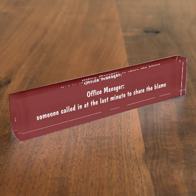 Funny Office Manager Desk Name Plate | Zazzle