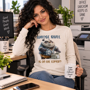 Funny Office Panda Copier Humor Grumpy Blue Tri-Blend Shirt
