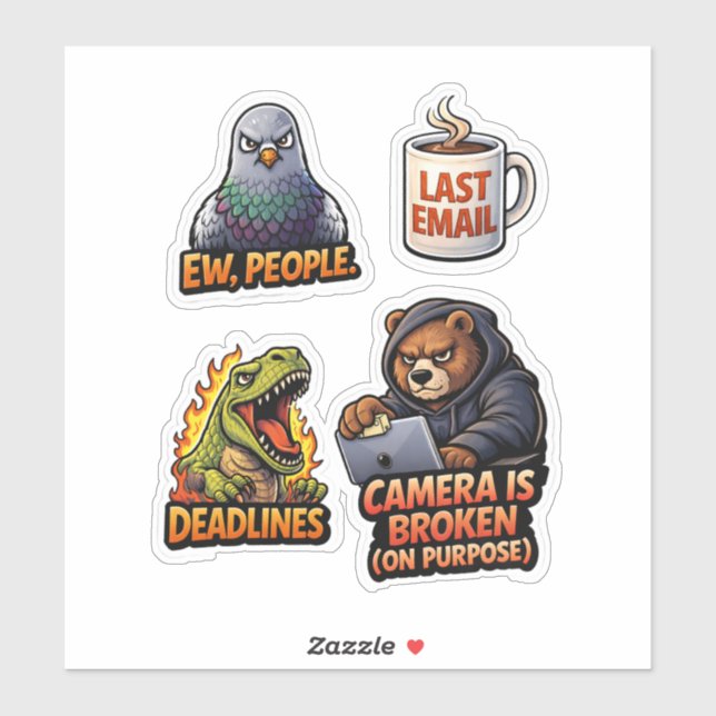 Funny Office Rage Sticker Sheet Pack (Sheet)
