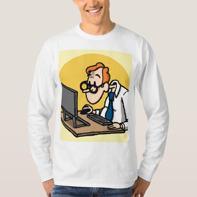Funny Office Worker Geek T-Shirt – Cartoon Nerd Co (Front)
