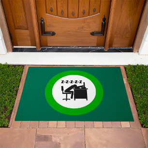 Funny Office Worker Sleeping at Desk Doormat