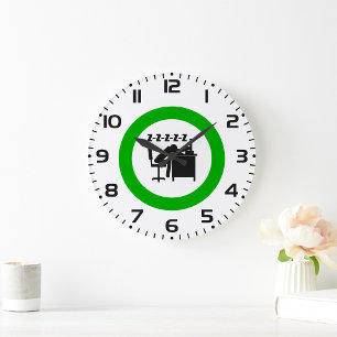 Funny Office Worker Sleeping at Desk Large Clock
