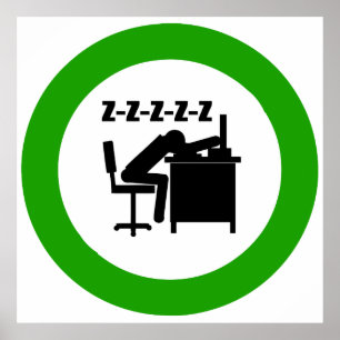 Funny Office Worker Sleeping at Desk  Poster