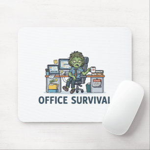 Funny Office Zombie "Survie Au Bureau" Work Humor Mouse Pad
