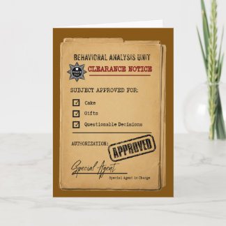 Funny Official Authorization Birthday Card