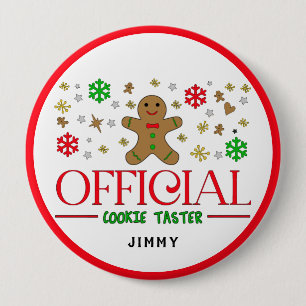 Funny Official Cookie Taster Christmas Personalize Button