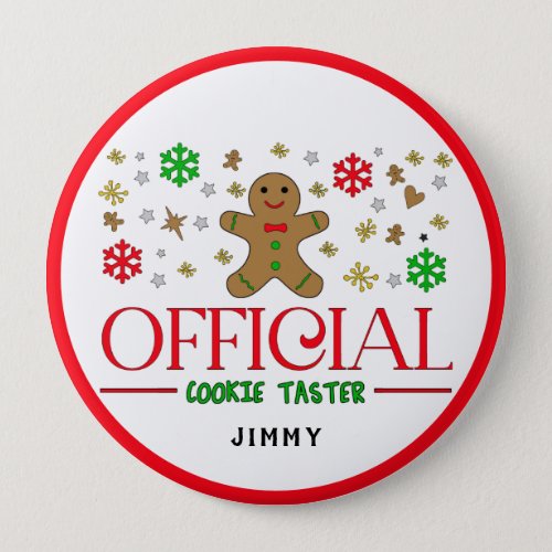 Funny Official Cookie Taster Christmas Personalize Button
