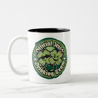 Funny Official Irish Drinking Team Retro 90s Two-Tone Coffee Mug