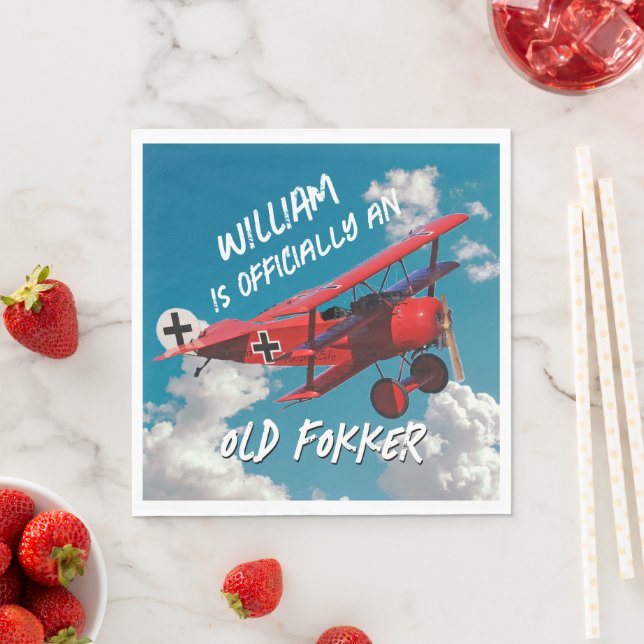 Funny Official Old Fokker Over the Hill Birthday  Napkins (Insitu)