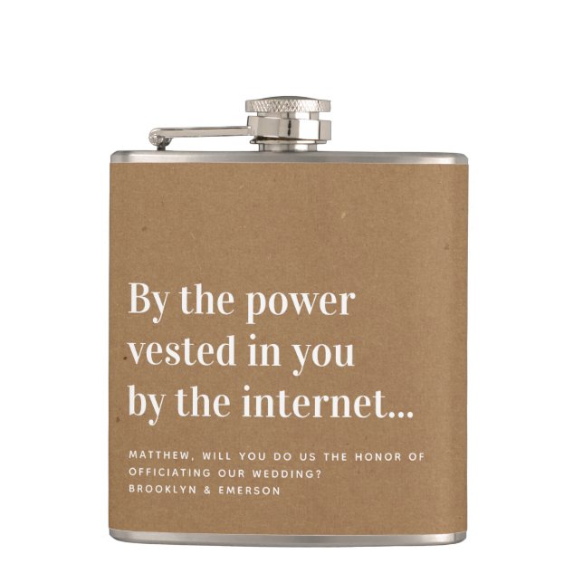 Funny Officiant Proposal Marry Us Flask (Front)