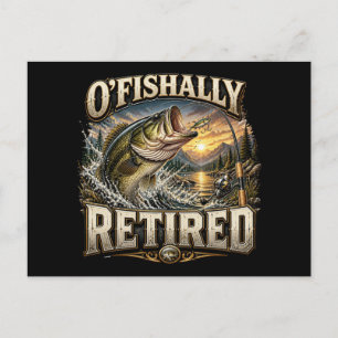 Funny Ofishally Fishing Dad Grandpa Retirement Postcard