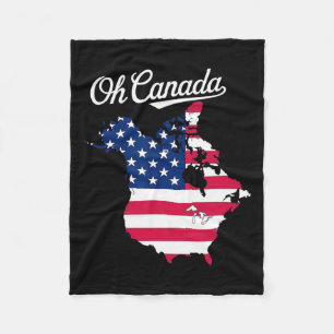 Funny Oh Canada Funny Trump Map Country Of Usa Fleece Blanket