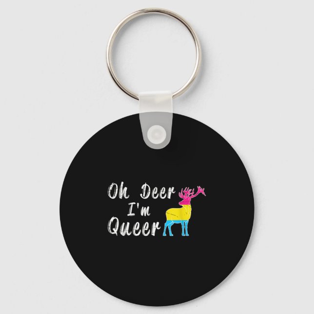 Funny Oh Dear Im Queer Lgbtq Pride Month Gift Panu Keychain (Front)