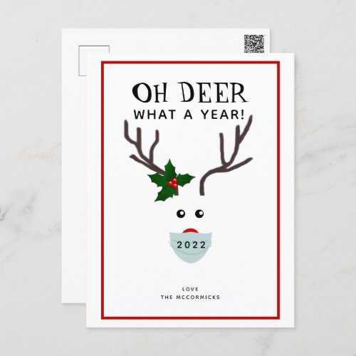 Funny Oh Deer What A Year 2021 Christmas  Holiday Postcard