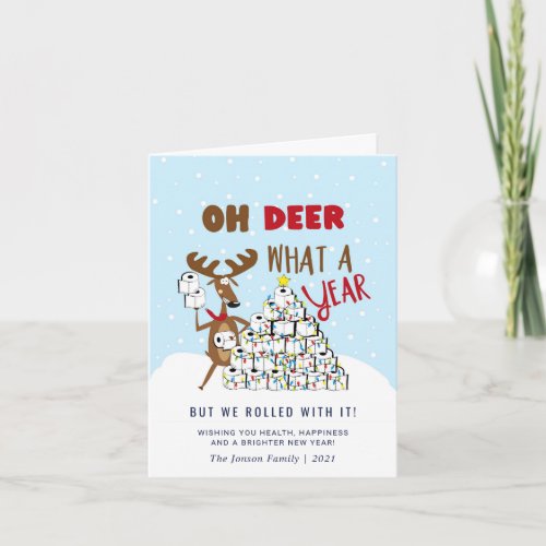 Funny Oh Deer What a Year Christmas Greeting Card