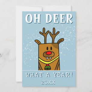 Funny Oh Deer What a Year Deer Drawing Holiday Card
