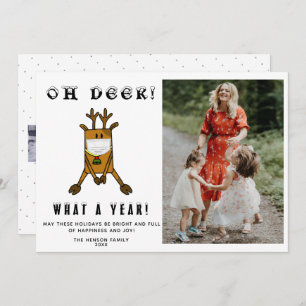Funny Oh Deer What a Year Face Mask 2020 Photo Holiday Card
