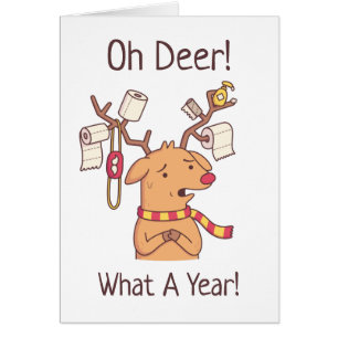 Funny Oh Deer, What A Year, Reindeer 2020 Cards