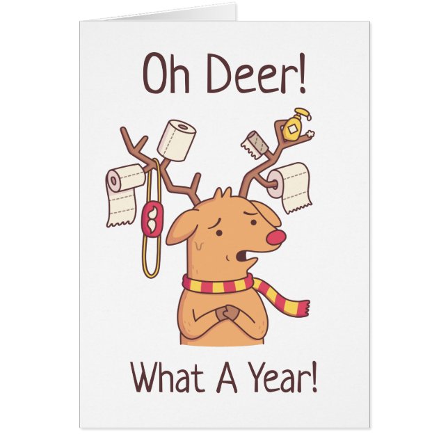 Funny Oh Deer, What A Year, Reindeer 2020 Cards (Front)
