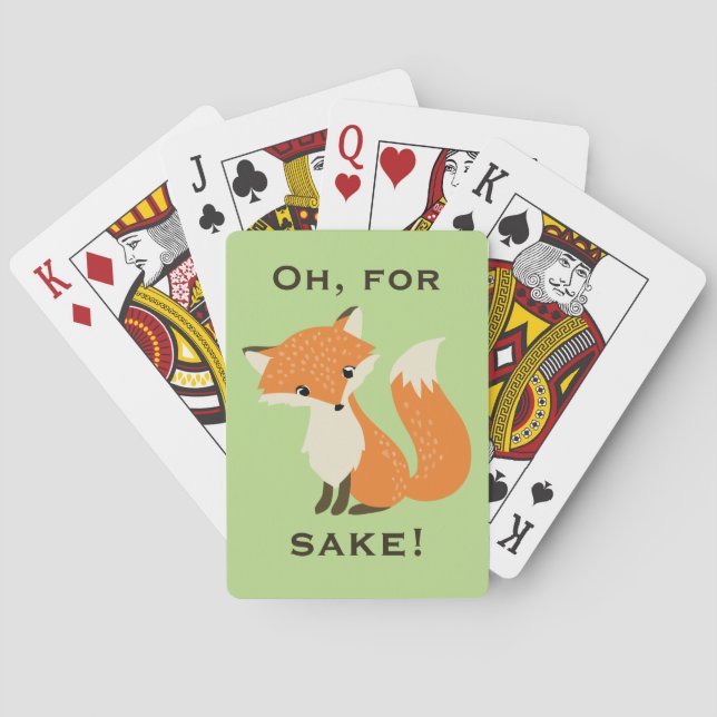 Funny Oh, For Fox Sake Green Poker Cards (Back)