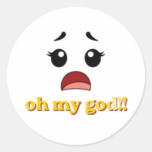 Funny Oh My God Sticker Cute Shocked Face Reacti