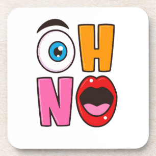 Funny “Oh No” Cartoon Sparkling Wine Label Beverage Coaster
