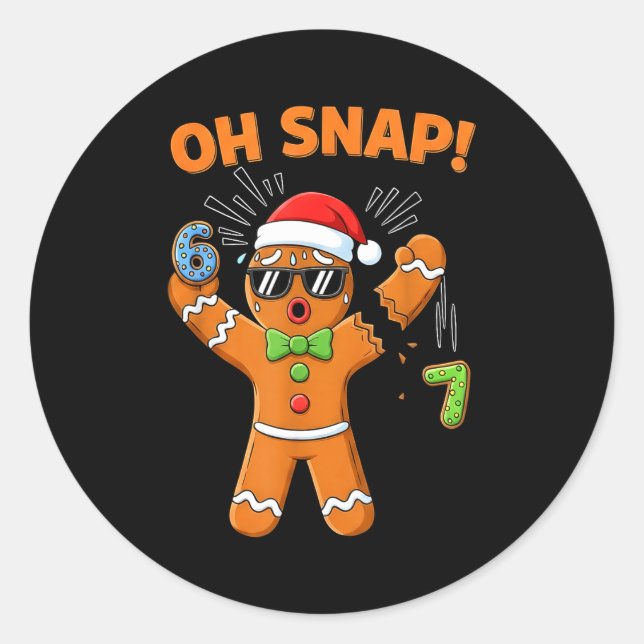 Funny Oh Snap 67 Six Seven Meme Gingerbread Men Wo Classic Round Sticker (Front)