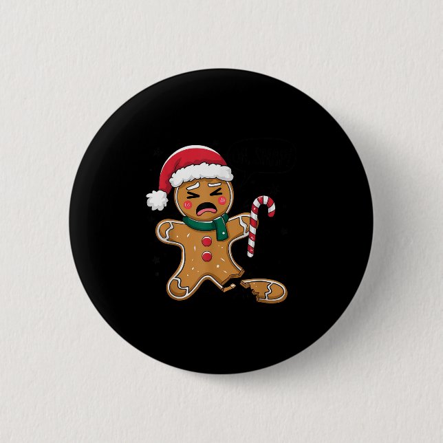 Funny Oh Snap Gingerbread Bakery Christmas Snacks  Button (Front)