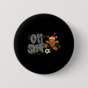 Funny Oh Snap Gingerbread Soccer Christmas Retro C Button