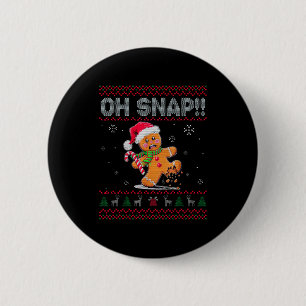 Funny Oh Snap Gingerbread Ugly Christmas Costume W Button