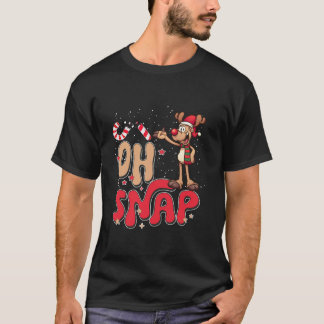 Funny Oh Snap Reindeer Candy Cane Christmas Lover  T-Shirt