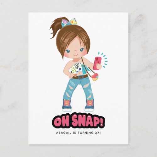 Funny Oh Snap Selfie Girl Birthday Party Postcard