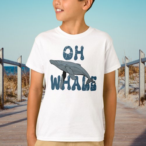 Funny Oh Whale Humorous Retro Blue  Gray T_Shirt