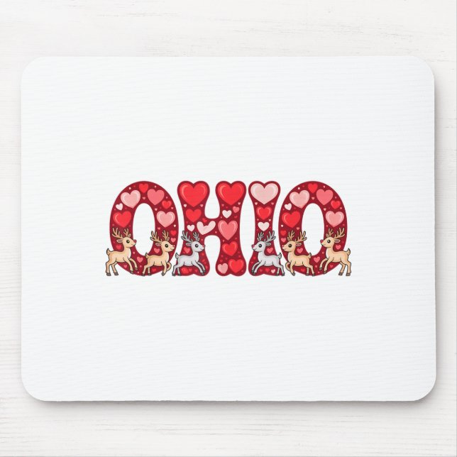 Funny Ohio Deer Midwestern Party O-h-i-o In Valent Mouse Pad (Front)
