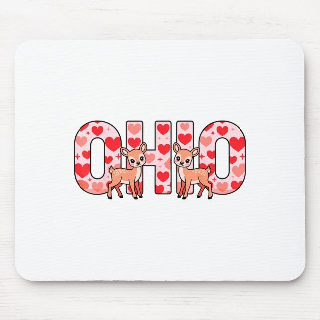 Funny Ohio Deer Midwestern Party O-h-i-o In Valent Mouse Pad (Front)