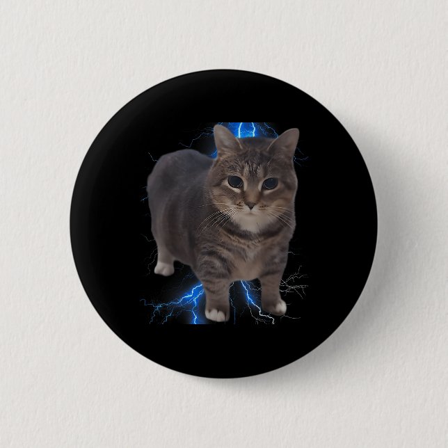 Funny Oiia Oiia Spinning Cat Meme Cat Brainrot  Button (Front)