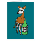 Funny Okapi Drinking Beer Art Cards (Front)
