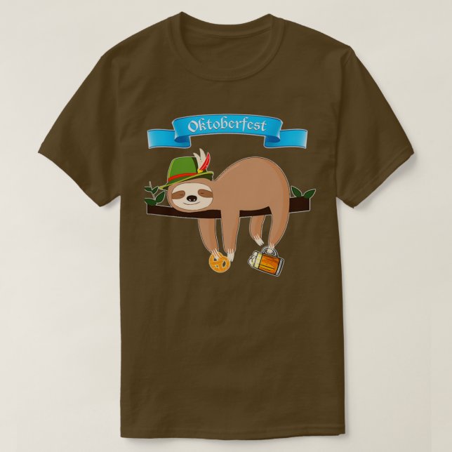 Funny Oktoberfest 2021 Costume Sloth T-Shirt (Design Front)