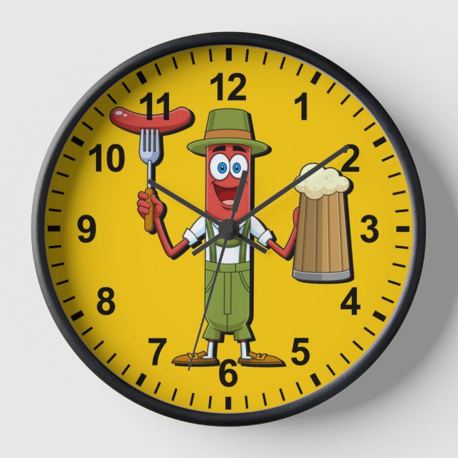 Funny Oktoberfest German Sausage Clock (Front)