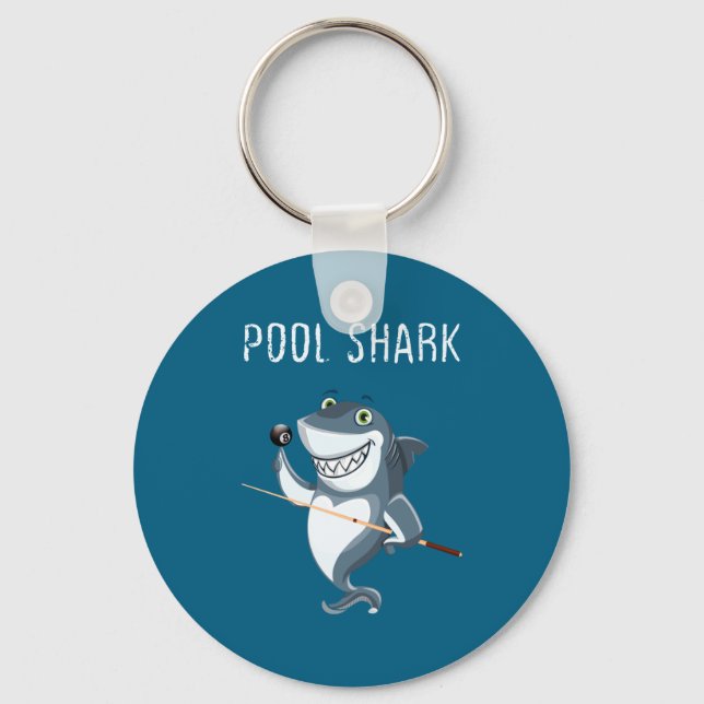 Funny Ol Shark Ol Players Billiard  Keychain (Front)