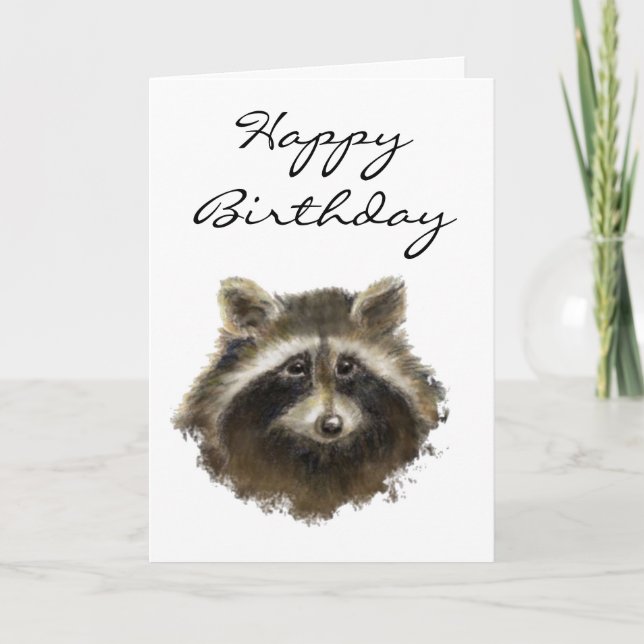 Funny, Old Age, Humor,  Birthday Raccoon Card (Front)