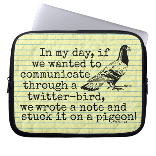 Funny Old Age Twitter Bird Pigeon Laptop Sleeve