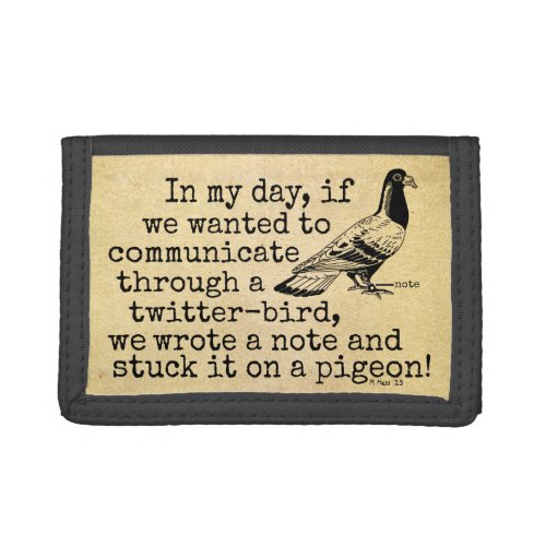 Funny Old Age Twitter Bird Pigeon Tri_fold Wallet