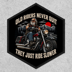 Funny Old Biker Motorcycle Vintage Black Vest Patch