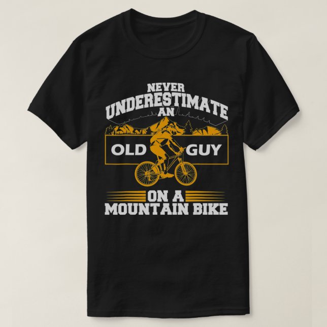 Funny Old Biker Mountain Bike Gift  Cute Bicycle R T-Shirt (Design Front)