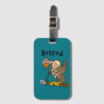 Funny Old Buzzard Playing Golf Retired Cartoon Luggage Tag by inspirationrocks at Zazzle